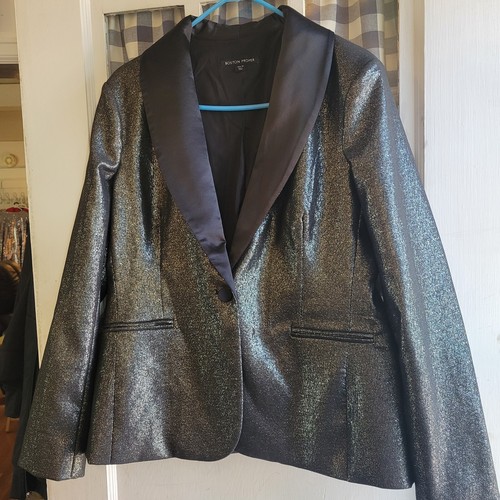 NWOT Women’s Boston Proper Women's Metallic Black Gray Pant Suit Size 16