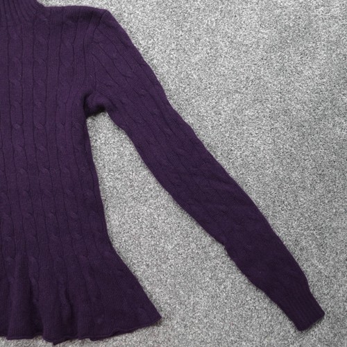 Ralph Lauren Jumper Womens S/XS Purple 100% Cashmere Chunky Knit Turtle Neck - Picture 3 of 15