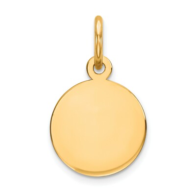 14k Yellow Gold 10mm Extra Small Plain Circular Engravable Disc Charm