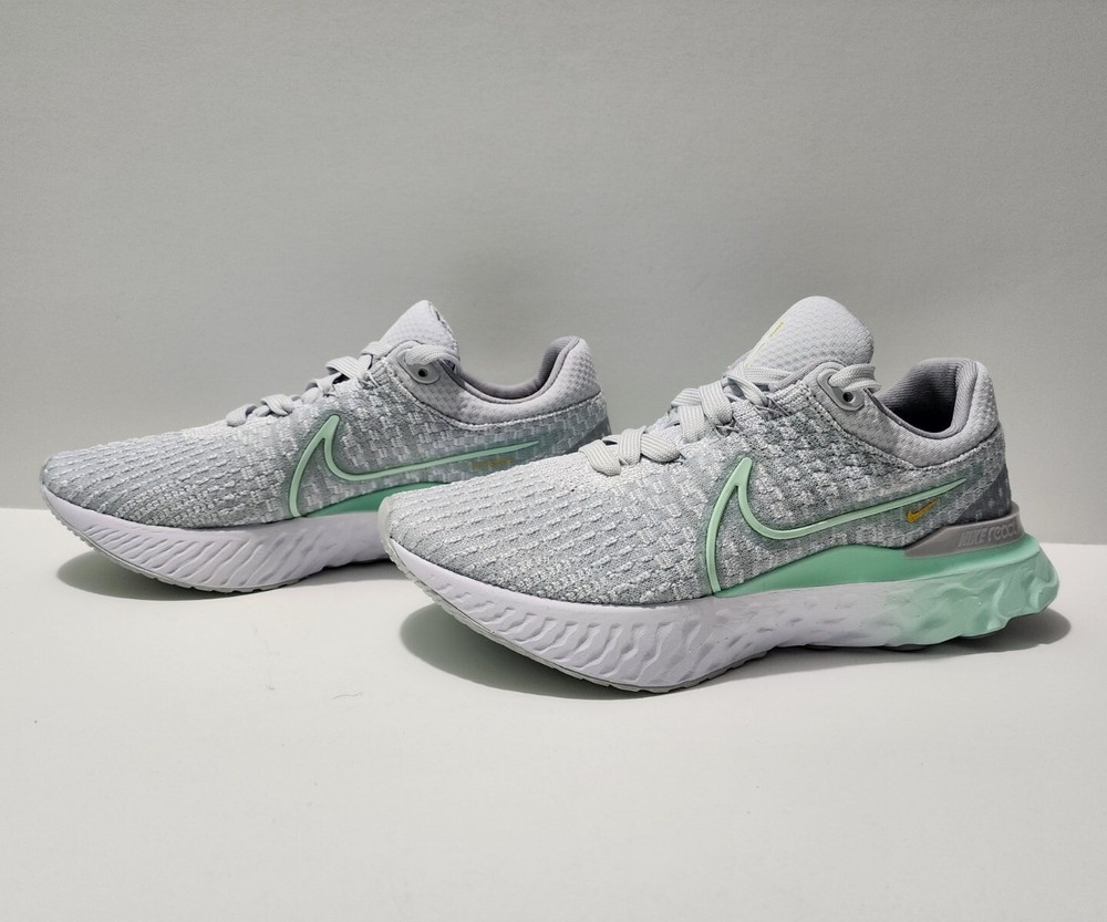 Nike React Infinity Run Flyknit 3 Grey Mint Womens Running Shoes Size 11.5 DD3024-007