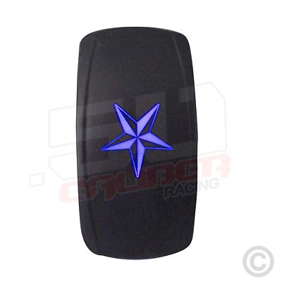 Blue 50 Caliber Nautical Star 2 Way On/Off LED Rocker Switch Boat Honda Yamaha