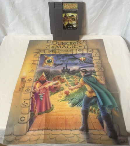 Dungeon Magic Sword of the Elements Nintendo NES autentico testato con poster - Foto 1 di 6