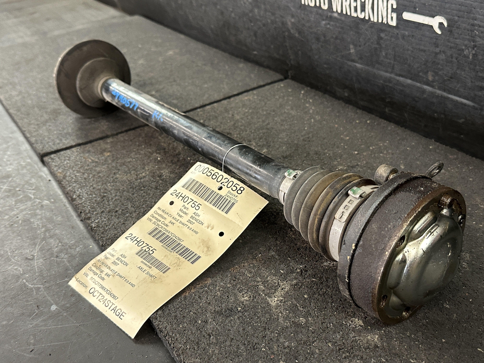 03-12 BENTLEY CONTINENTAL GT 6.0 AWD REAR PASSENGER RH CV AXLE SHAFT 3D501203