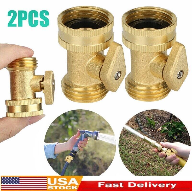 2pcs 3/4 Inch Heavy Duty Brass Garden Nozzle Solid Hose Connector Shut Off Valve