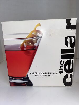 The Cellar Cocktail Glasses 8.25 Oz Cosmopolitan Martini Margaritas (4) Included