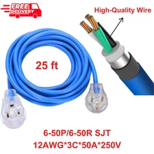 Welder Extension Cord, Heavy Duty 25 Feet 6-50 Nema R Plug Lighted Welding Cord