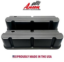 Ford Small Block Pentroof All Finned Valve Covers - Black - Ansen Usa