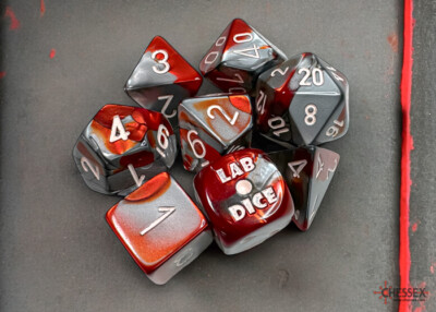 7-set Lab: Gemini Red-steel/white Polyhedral.