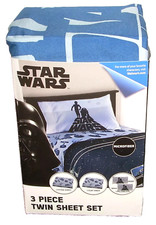 NEW Disney Classic Star Wars Microfiber 3-Piece Twin Sheet Set Blue Kids Bedding