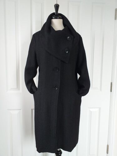 Womens MADE IN ITALY Quirky Asymmetrical Langenlook Black coat fit uk 12 14 16 - Picture 7 of 16