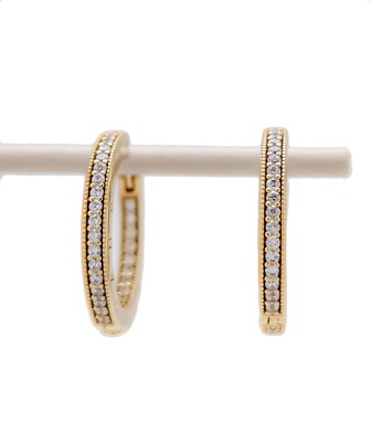 New 100% Authentic PANDORA 14K Gold Plated Logo & Pavé Hoop
