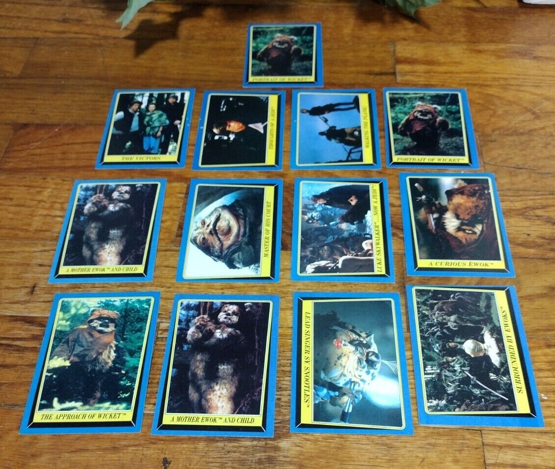 Vtg 1983 Star Wars ROTJ Trading Cards Set of 13 Blue Ewok Sy Snootles