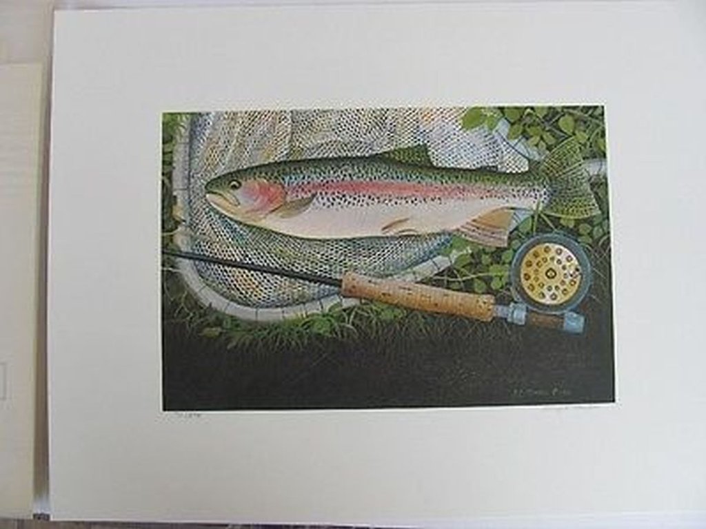 MOT15 1983 Missouri Trout Stamp Print w/ stamp,folio,COA MOT15DP5 DSS