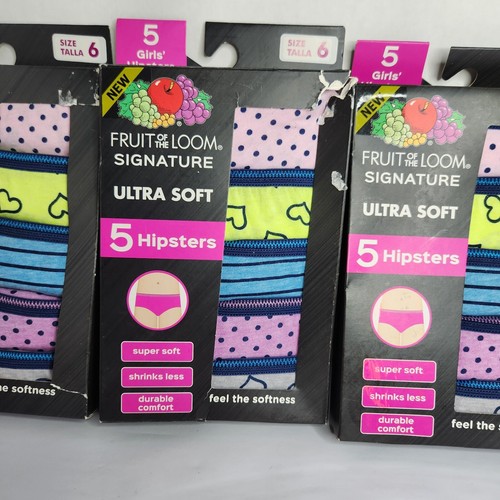 Fruit of the Loom Girls Underwear Size 6 – 3 Packs of 5 Hipsters Ultra Soft New - Picture 3 of 13