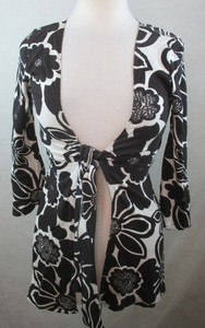 CABI-Womens-Cover-Up-Top-Blouse-Size-S-Floral-Tie-on-Front-3-4-Sleeves