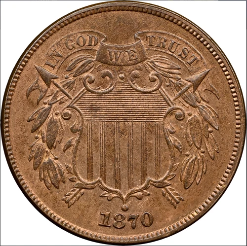 1870 NGC PR64RB $1,600-APR 70% Red! 1,000 Minted, Many Melted 2C Proof TWO CENTS