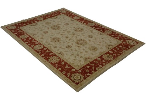 Afghan Chobi Ziegler Teppich Handgeknüpft 150x200 Beige Blumenmuster Wolle - Picture 4 of 8