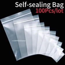 100Pcs Clear Zip Lock Plastic Bags Reclosable Vacuum Food Storage Bag Small Size