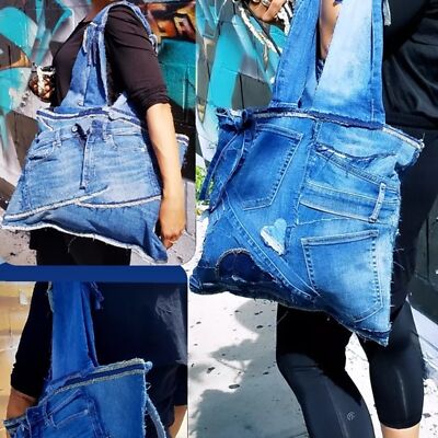 Tasty Raw Edge Denim ''Shorty-Love'' Tote Bag