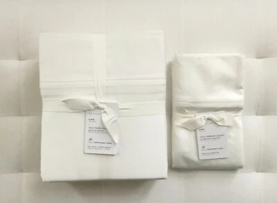 Pottery Barn 700 THREAD COUNT King Sheet Set + 2 Extra King Pillowcase White NWT