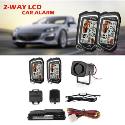 2-Way 12V Autoalarmanlage Motorstartsicherheit Keyless Entry LCD Fernbedienungen