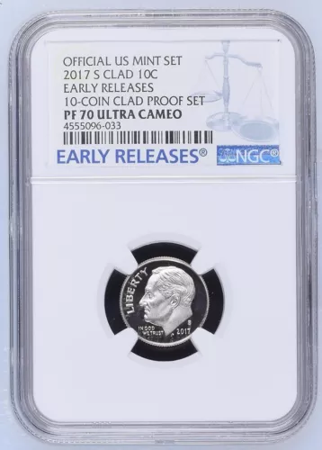 2017 S Clad Proof Roosevelt Dime NGC PF70 Ultra Cameo Early Releases 10-Coin Set