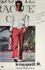 ARTHUR ASHE Signed 16 X 24 LE COQ SPORTIF Large Ad Photo Poster Rare GA & BAS