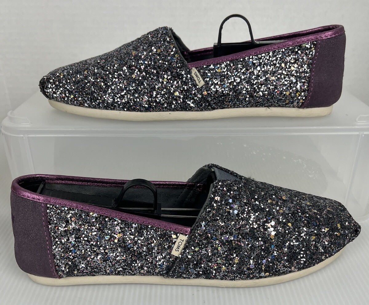 Slip Ons Toms Shoes Sparkle Toms Womens Crochet Glitter Slip On
