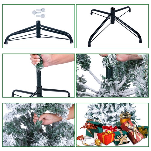 5/6FT Snow Flocked Christmas Tree Bushy Branch Xmas Home Decoration In&Outdoor - Picture 5 of 11