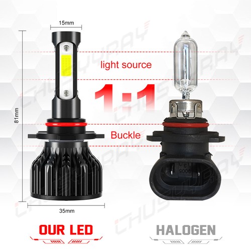 9012 H3 Combo LED Headlight Bulbs High Low Dual Beam + Fog Light Xenon White 4x - Picture 7 of 16
