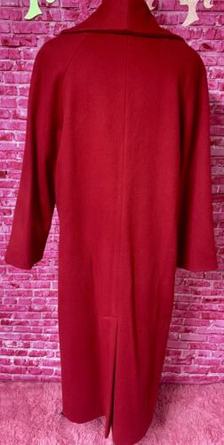 Vintage 1980’s Deep Red Wool Blend Open Front Trench Coat Size 16 Made In USA - Picture 6 of 18