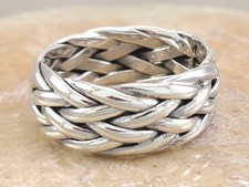WIDE .925 STERLING SILVER WOVEN BAND RING size 9 style r3340