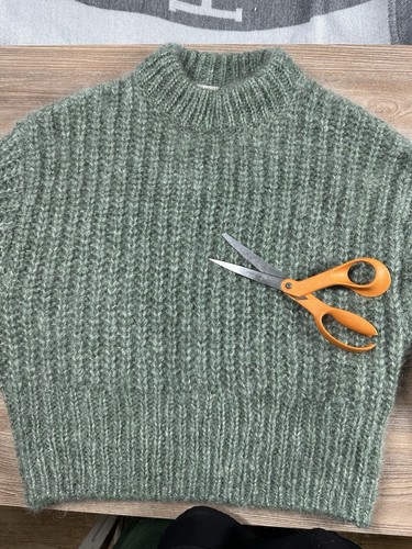 H&M Mohair & Wollmischung Grobstrick Pullover Pistaziengrün Damen Gr. S - Bild 12 von 14