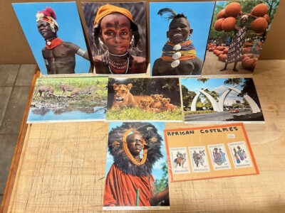 Vintage John Hinde Original Postcards Africa /Kenya Set Of 8 Unposted & 4 Stamps