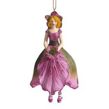 Blumenmädchen Fee Deko Figur Elfe Christrose rosa hängend