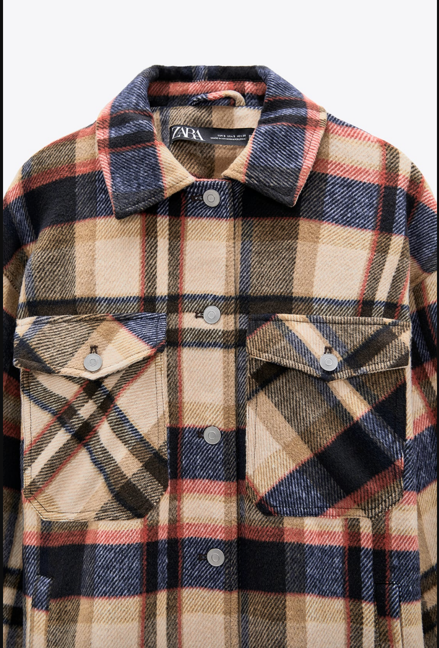ALTRA MAGLIETTA ZARA CHECK CAMMELLO NUOVA FW20 TAGLIE XS S M L XL XXL REF. 3046 268