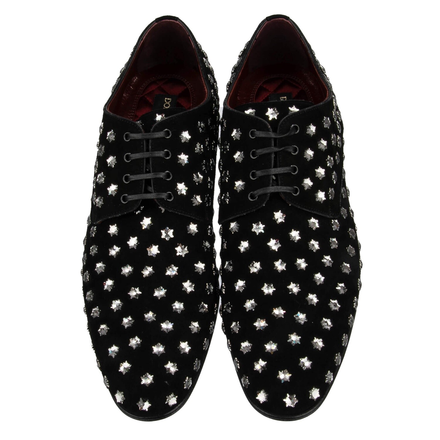 DOLCE & GABBANA DG Crystal Star Suede Leather Lace Derby Shoes POSITANO Black image 4
