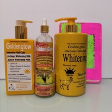 4 In 1 Set Golden Glow Body Milk 500ml Lotion  1000ml exfoliating shower Cream.
