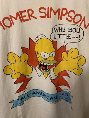 VTG 90s Homer Simpson T Shirt Why You Little __! All American Dad