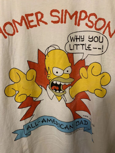 T-shirt vintage années 90 Homer Simpson Why You Little __ ! All American Dad Screen Stars - Photo 1/9