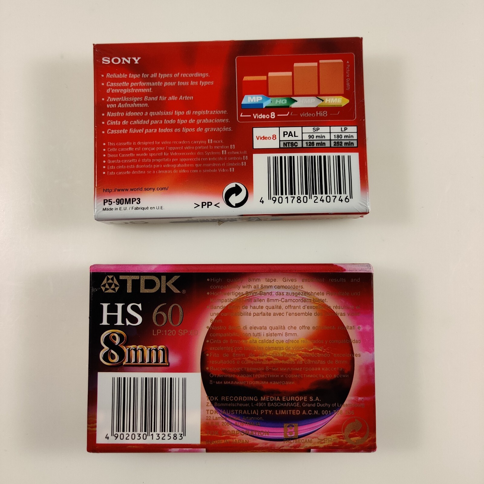 TDK HS 60 8mm Video Cassette Tape + SONY P590 MP VIDEO 8mm & Hi8