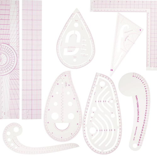 Sewing Ruler Set Inch and Metric Clear Curve Straight Shape Marking Ruler Kit Pr