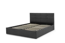 Letto in tessuto CALABRIA, cassettone, rete a doghe e funzione si sollevamento.