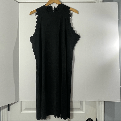 La Mode Scallop Black Mini Sleeveless Dress Size XXL NWT - Picture 4 of 16