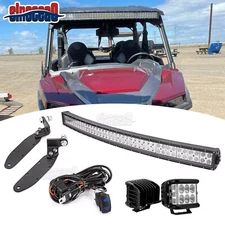 Fits Polaris General 1000 Roof 42" Curved Light Bar Mount Wire + 60W Light Pods