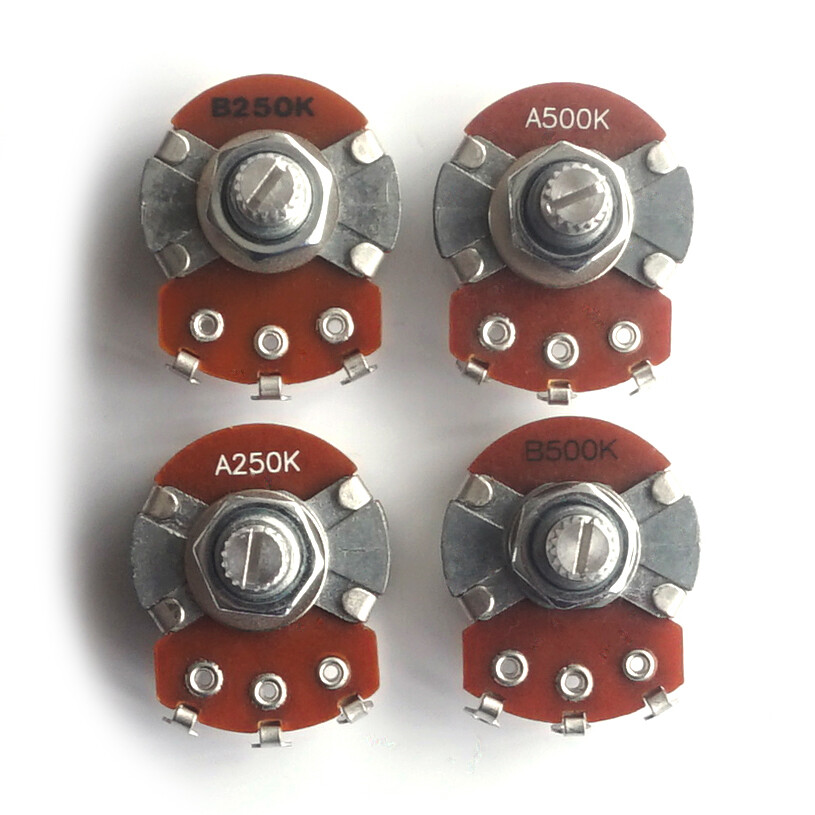 2 Potenziometri Audio A500K Per Basso O Chitarra Elettrica - Albero Split, Conici, Argento - FLEOR