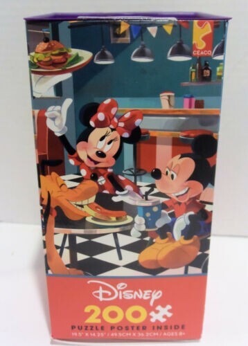 Ceaco Disney Friends Topolino Minnie Paperino Pippo Negozio di Hamburger 200 Pezzi Puzzle - Foto 1 di 2