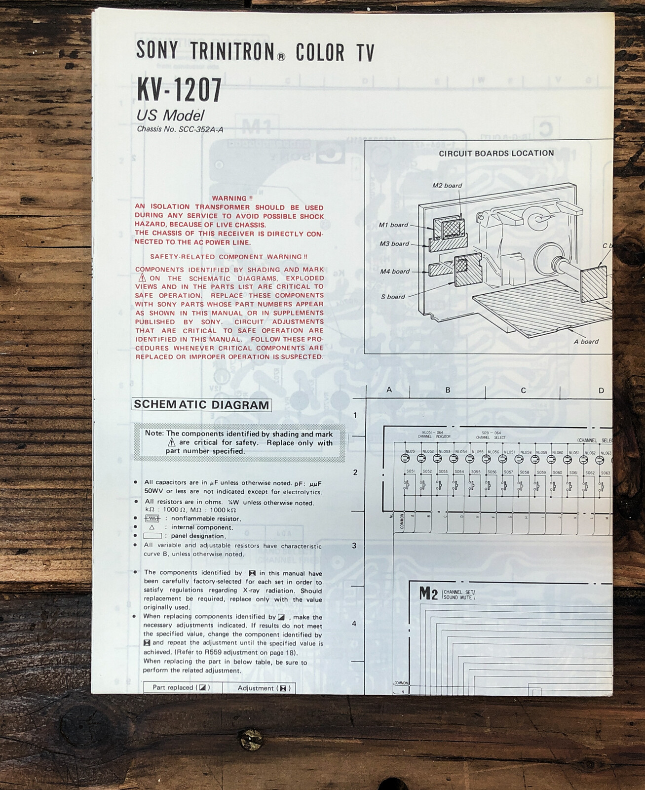 Sony KV-1207 TV  Large Schematic *Original*