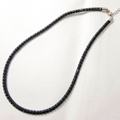 Set of 3 Black Mesh Covered Beads Gray/Clear Red Necklace 19" (20.5") 4.8 mm NEW - Picture 7 of 12