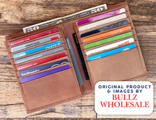 Men's Hunter Tan Leather Bifold Slim Wallet Hipster Cowhide Credit Card ID New